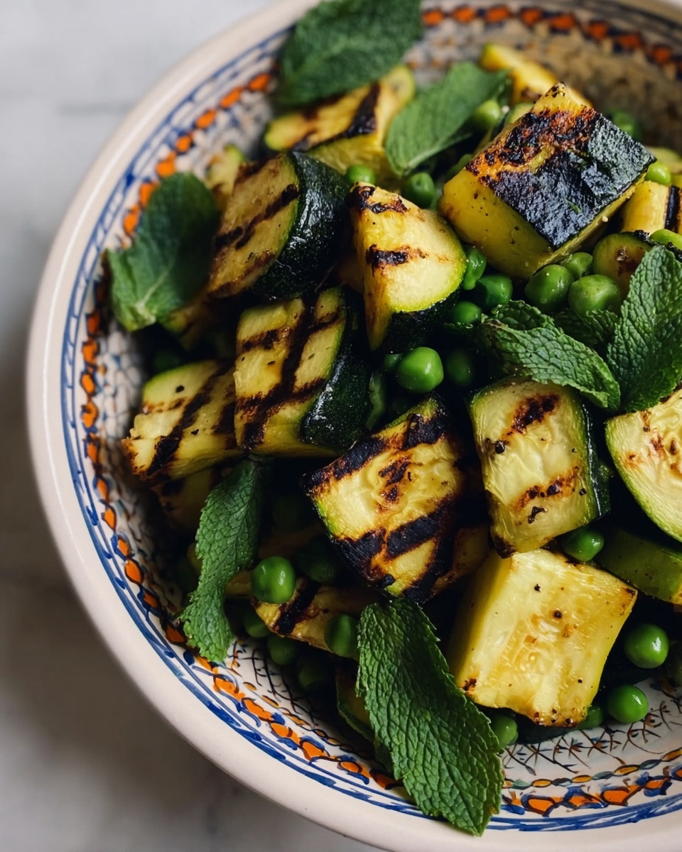 Grilled Zucchini, Halloumi, and Pea Salad with Mint, Dijon, and Lemon Recipe - Recipe Image