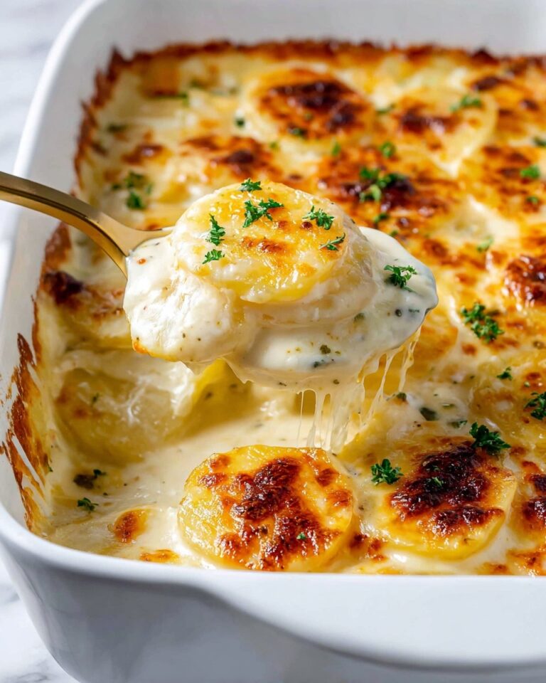 Cheesy Scalloped Potatoes with Caramelized Onions Recipe