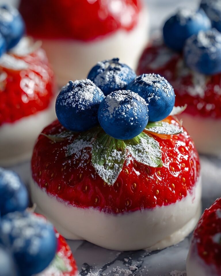 Red, White, and Blue Cheesecake Stuffed Strawberries Recipe
