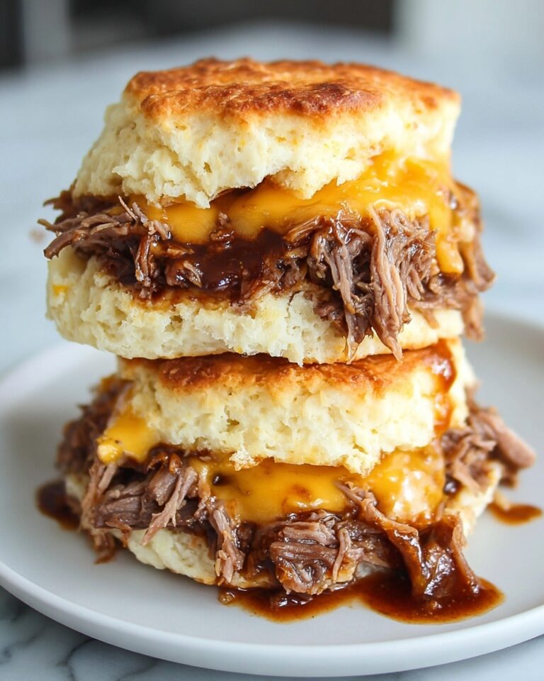 French Dip Biscuit Bake with Shredded Beef and Provolone Recipe