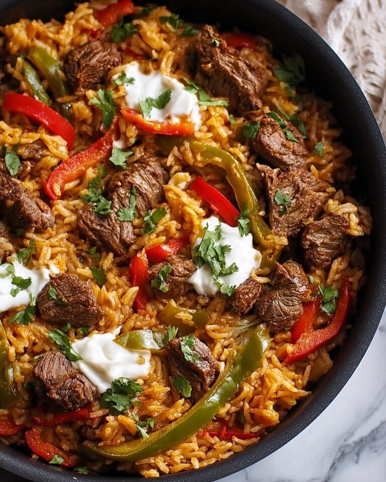 One Pan Steak Fajita and Rice Skillet Recipe