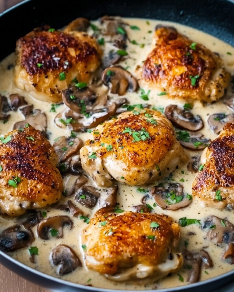 Chicken and Mushroom Skillet in a Creamy Asiago and Mustard Sauce Recipe