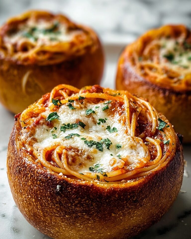 Spaghetti Garlic Bread Bowls Recipe