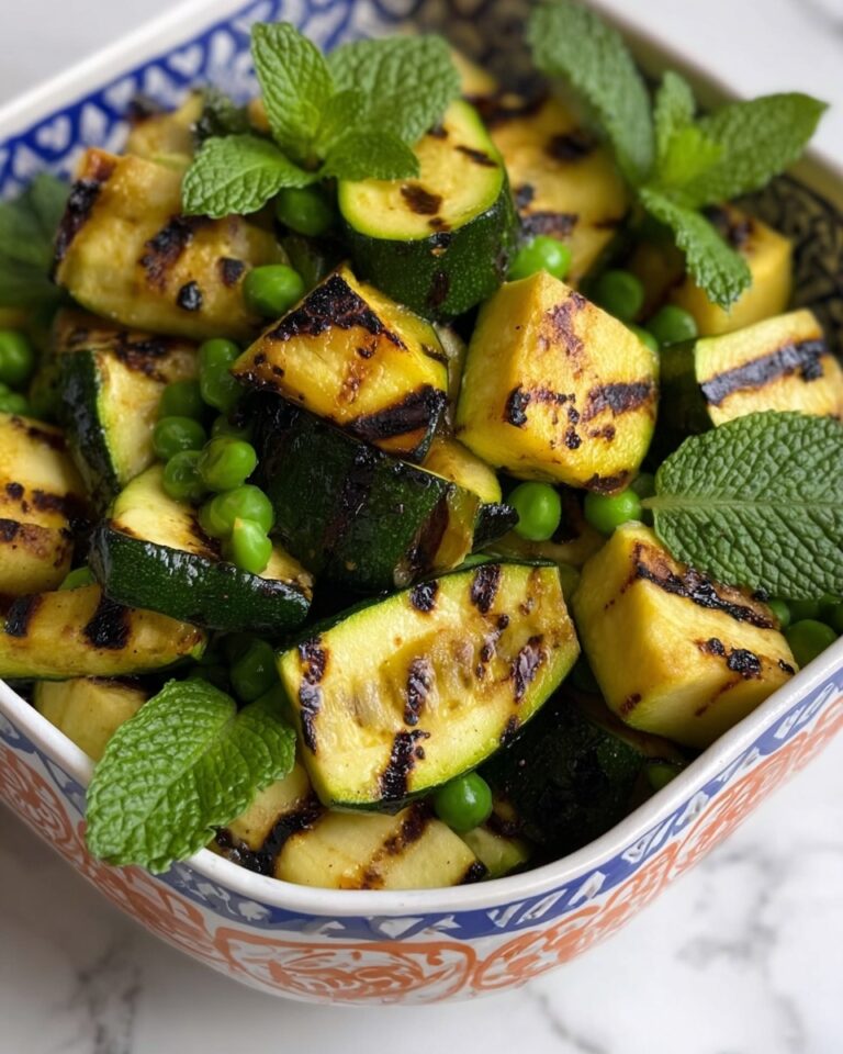 Grilled Zucchini, Halloumi, and Pea Salad with Mint, Dijon, and Lemon Recipe