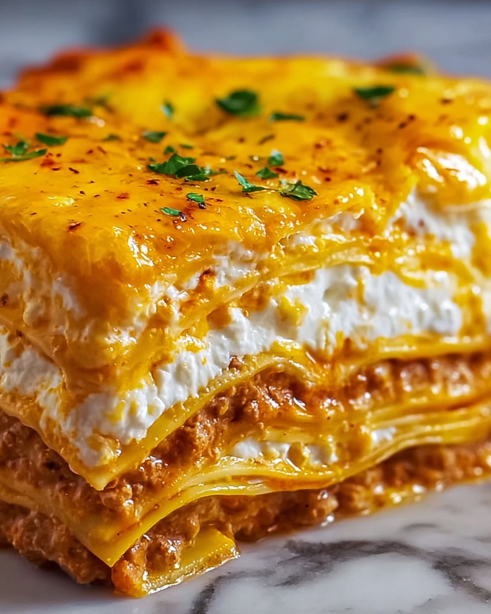 Cheesy Buffalo Chicken Lasagna with Ranch Drizzle Recipe - Recipe Image