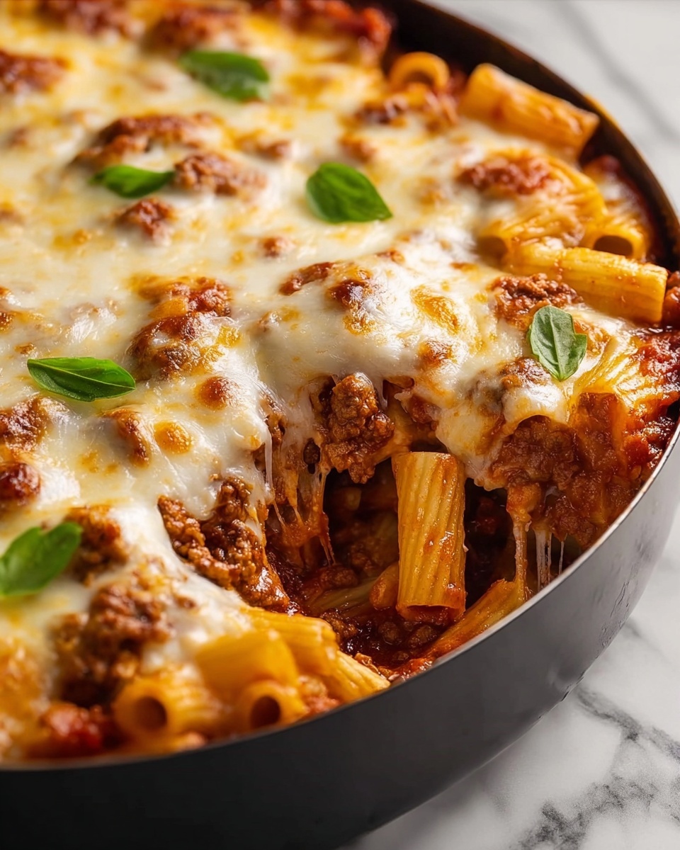 Baked Ziti with Ground Beef, Ricotta, and Mozzarella Recipe - Recipe Image