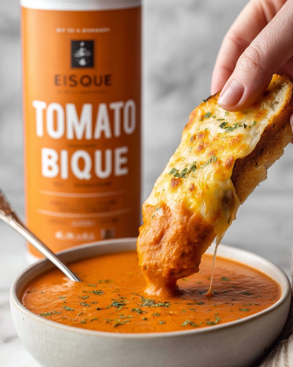Zoup! Tomato Bisque with Cheesy Garlic Bread Recipe - Recipe Image