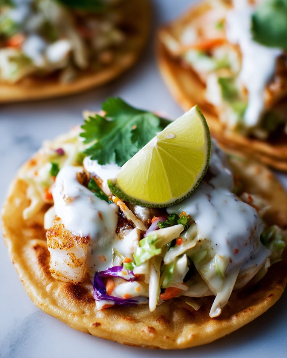 Fish Tostadas with Yogurt Slaw Recipe - Recipe Image