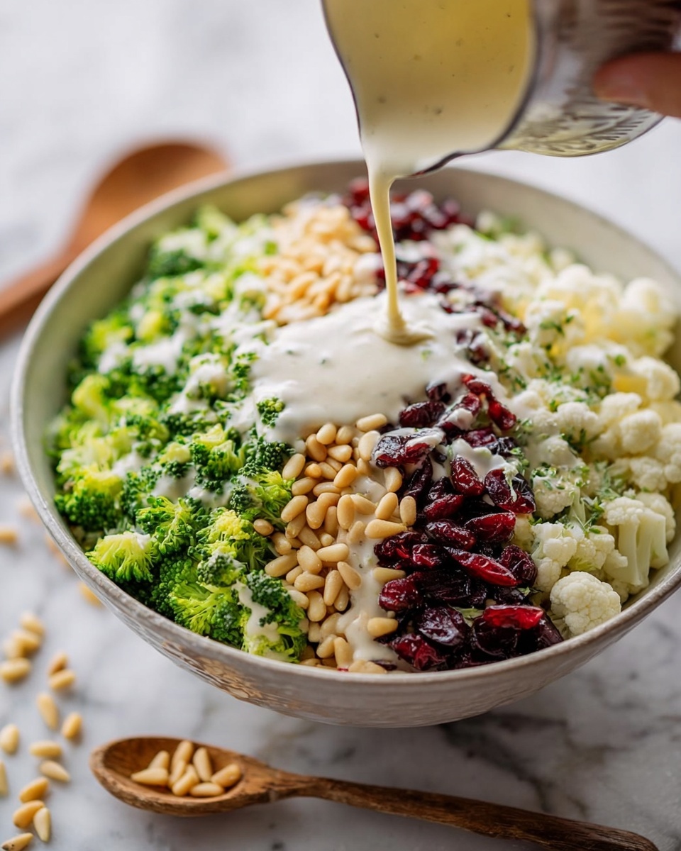 Broccoli Cauliflower Salad with Cranberries and Toasted Nuts Recipe - Recipe Image
