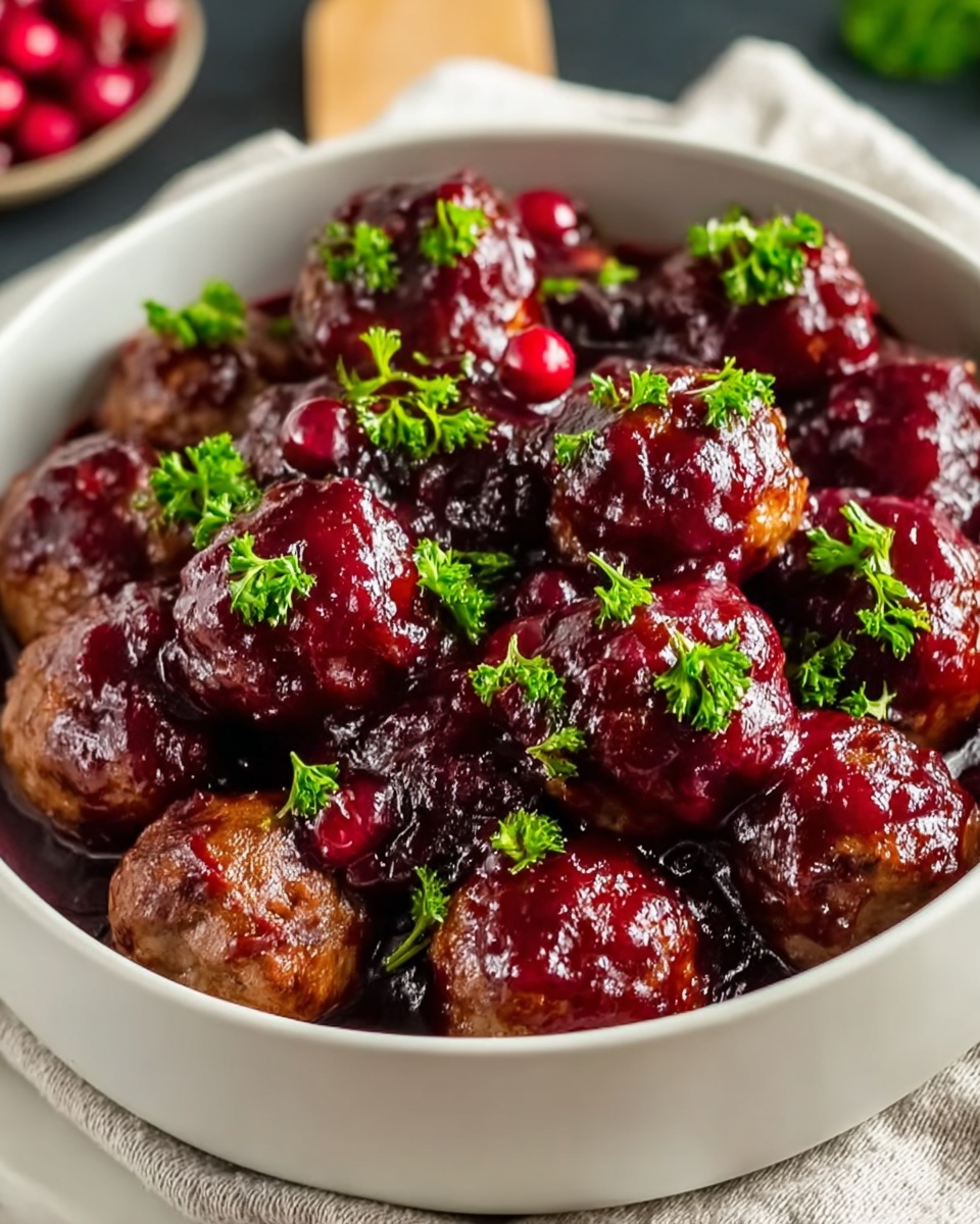 Quick Christmas Cranberry Meatballs – Easy, Festive Holiday Appetizer Recipe - Recipe Image