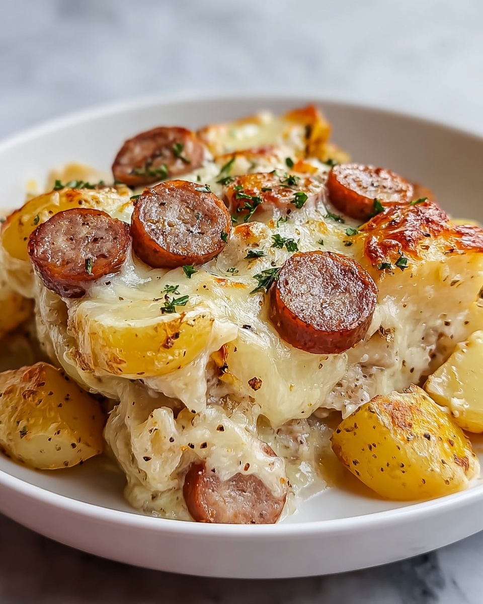 Cheesy Ranch Potatoes and Smoked Sausage: A Hearty One-Pan Meal Recipe - Recipe Image