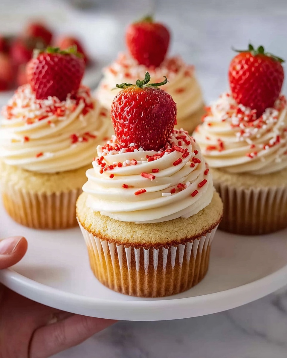 Sweet White Chocolate Strawberry Cupcakes Recipe - Recipe Image