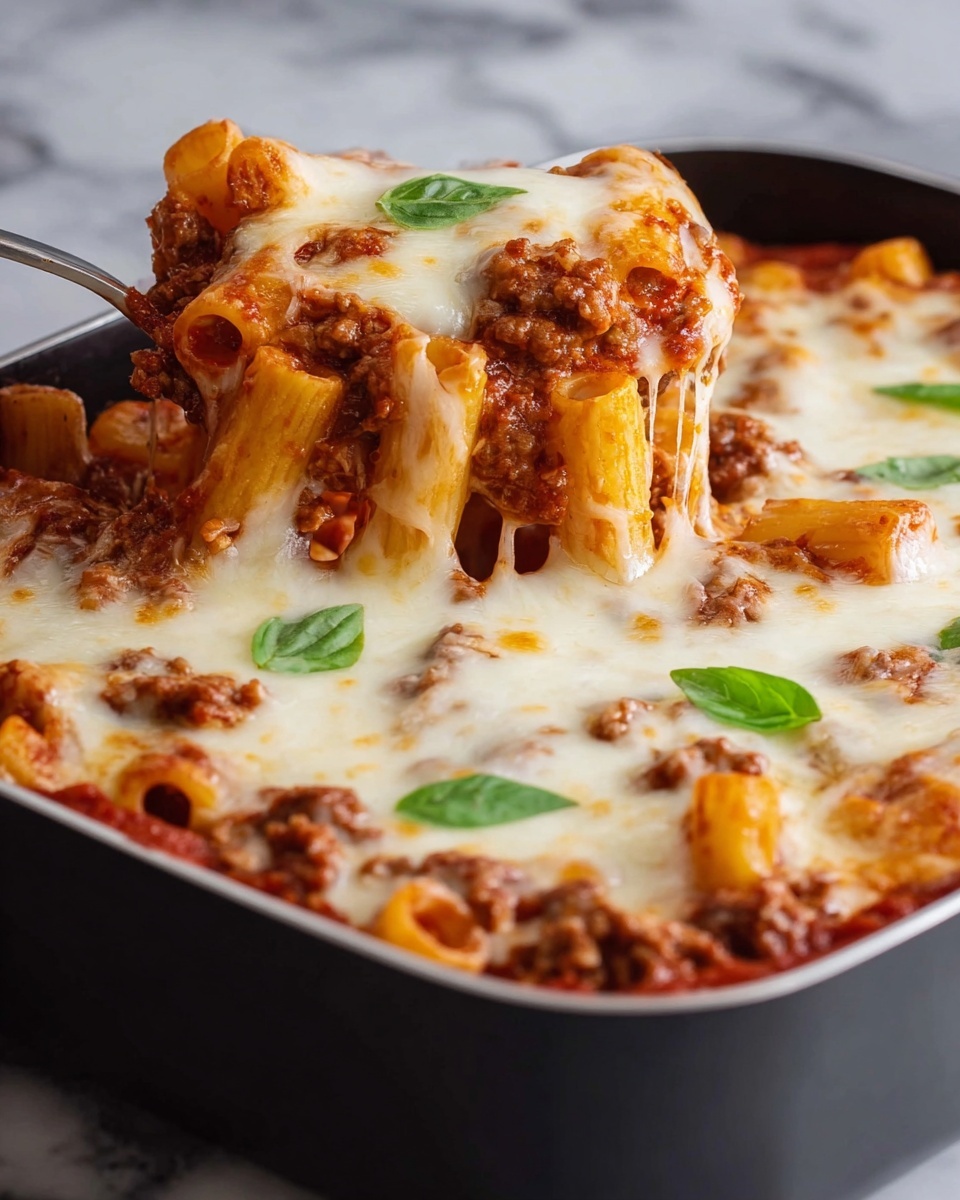 Baked Ziti with Ground Beef, Ricotta, and Mozzarella Recipe - Recipe Image