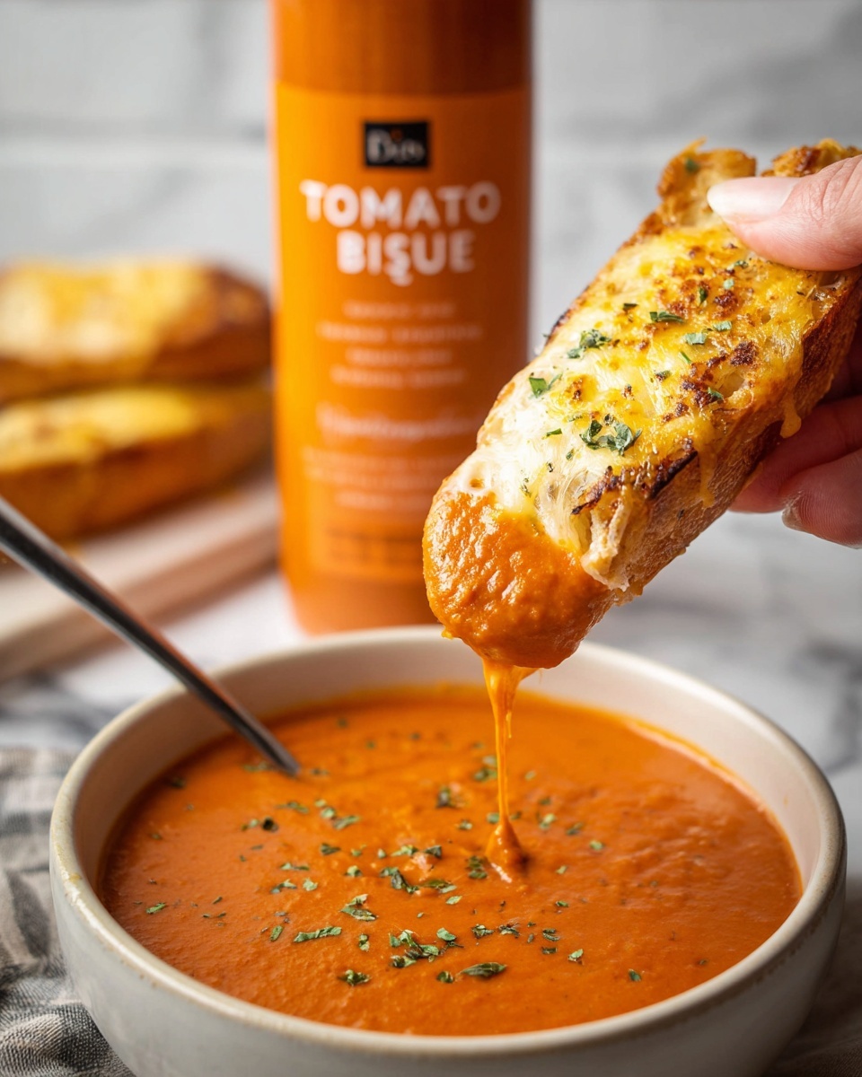 Zoup! Tomato Bisque with Cheesy Garlic Bread Recipe - Recipe Image