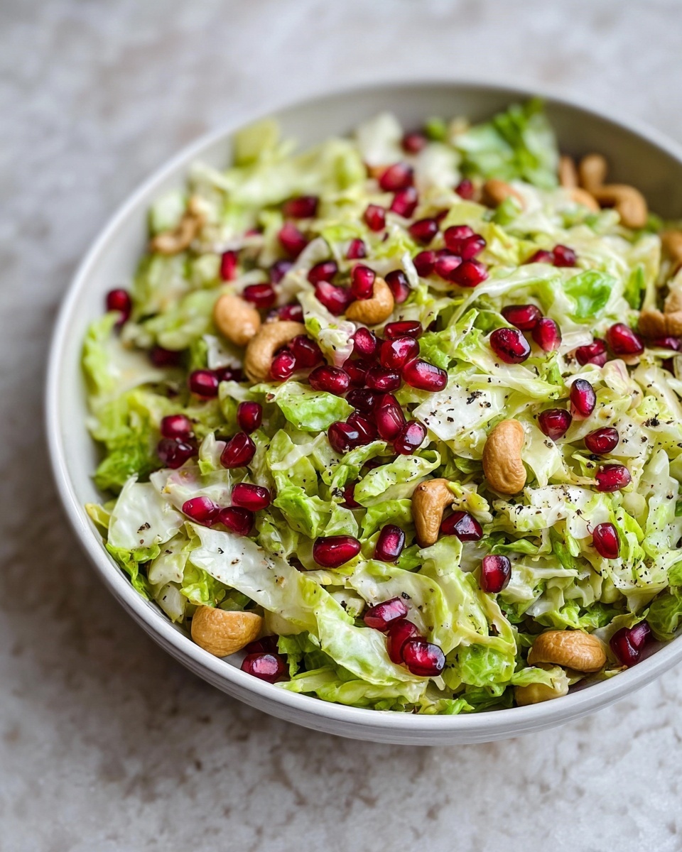 Winter Brussels Sprouts Slaw with Apples, Pomegranate, and Candied Cashews Recipe - Recipe Image
