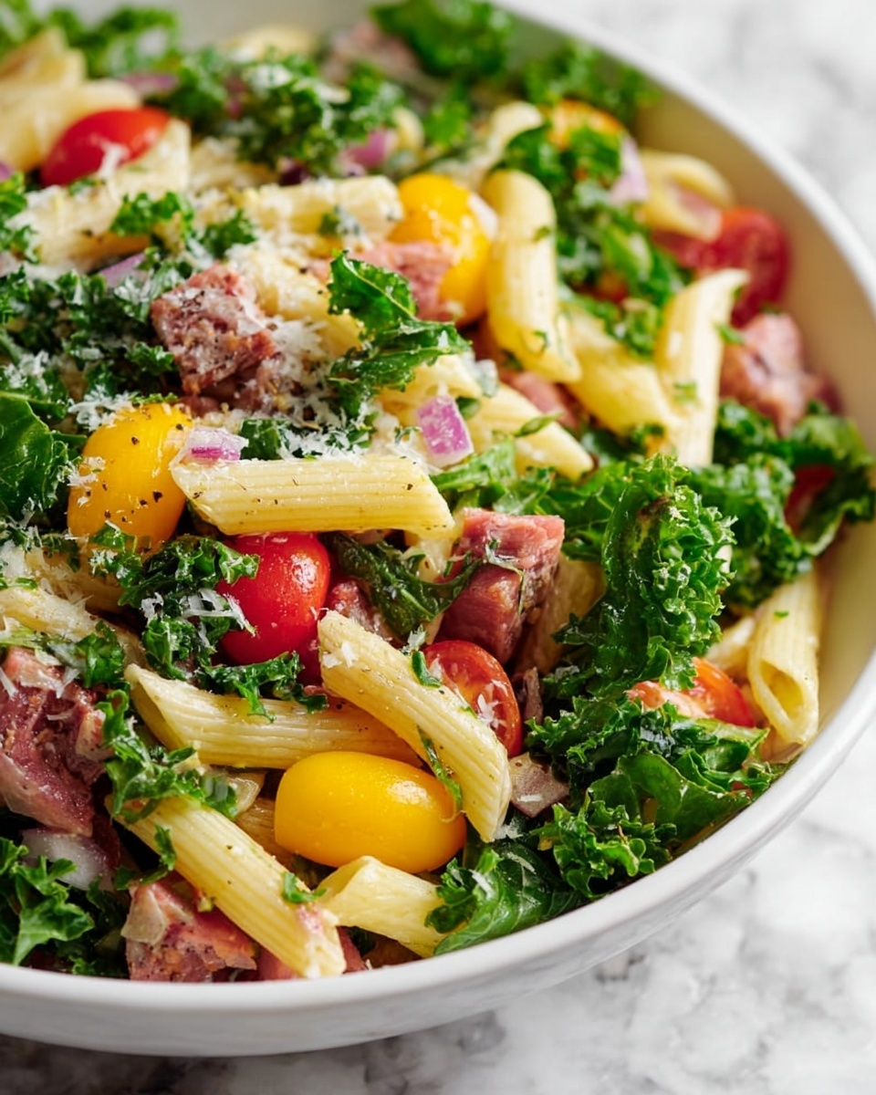 Kale Pasta Salad with Salami, Tomatoes, and Parmesan Recipe - Recipe Image