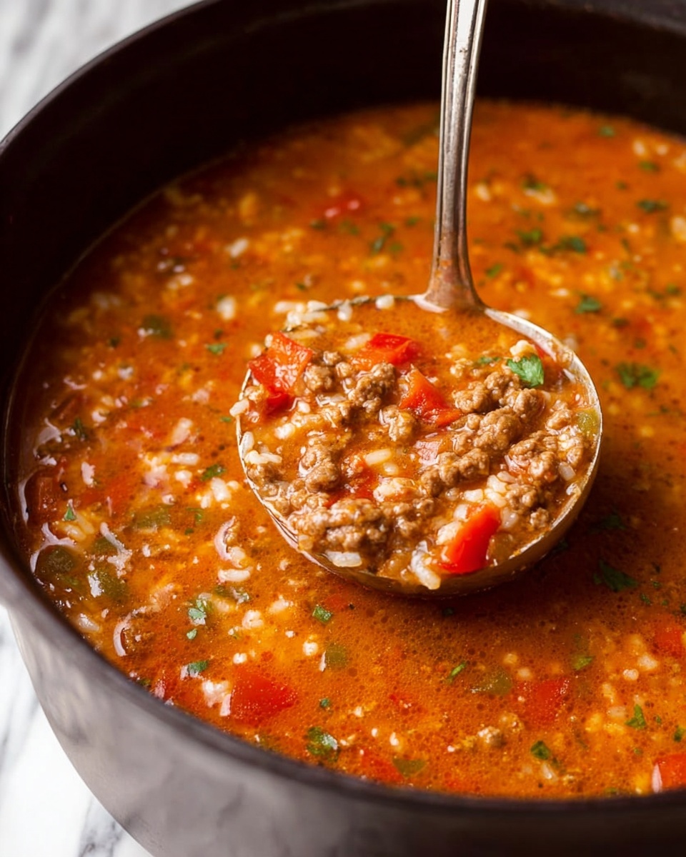 Easy Stuffed Pepper Soup Recipe - Recipe Image