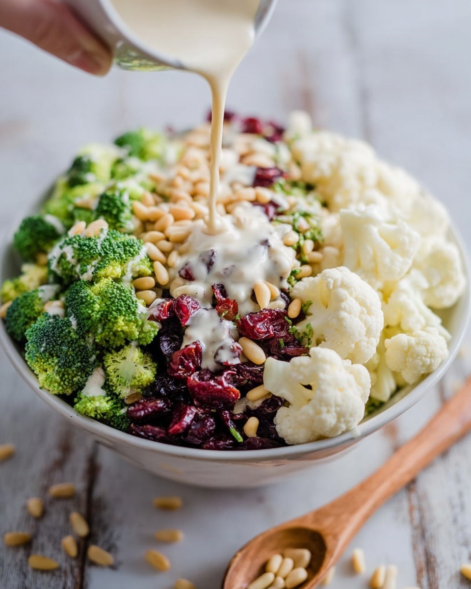 Broccoli Cauliflower Salad with Cranberries and Toasted Nuts Recipe - Recipe Image