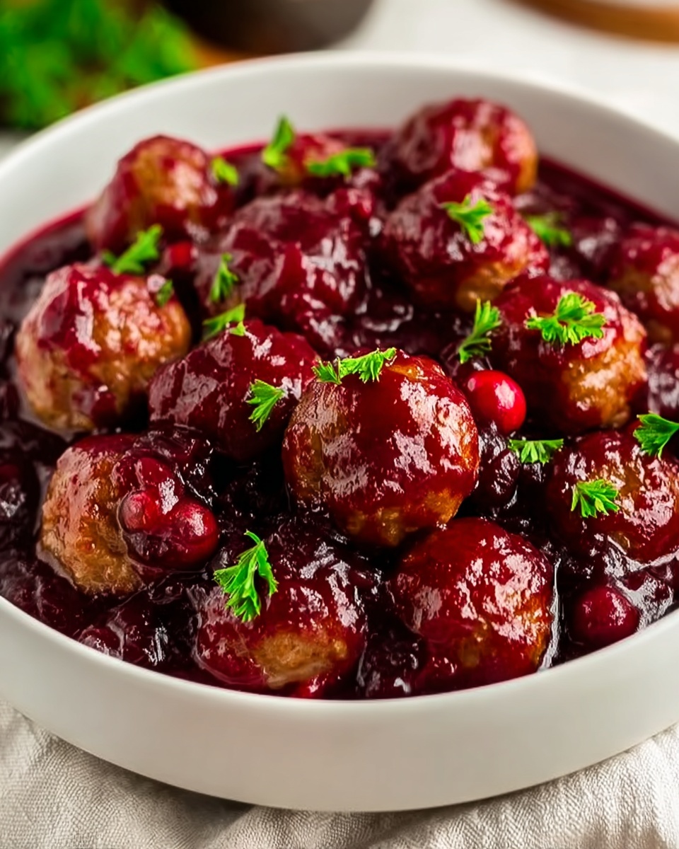 Quick Christmas Cranberry Meatballs – Easy, Festive Holiday Appetizer Recipe - Recipe Image