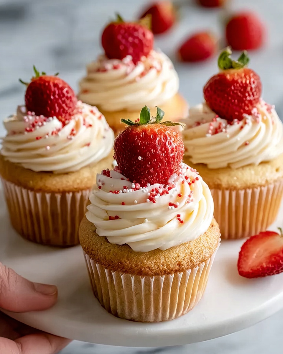 Sweet White Chocolate Strawberry Cupcakes Recipe - Recipe Image