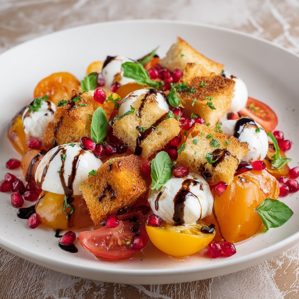 Burrata Salad with Persimmon, Croutons, and Balsamic Recipe - Recipe Image