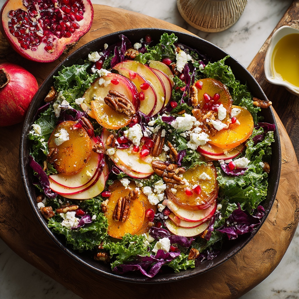 Greens Salad with Persimmons & Candied Walnuts Recipe - Recipe Image