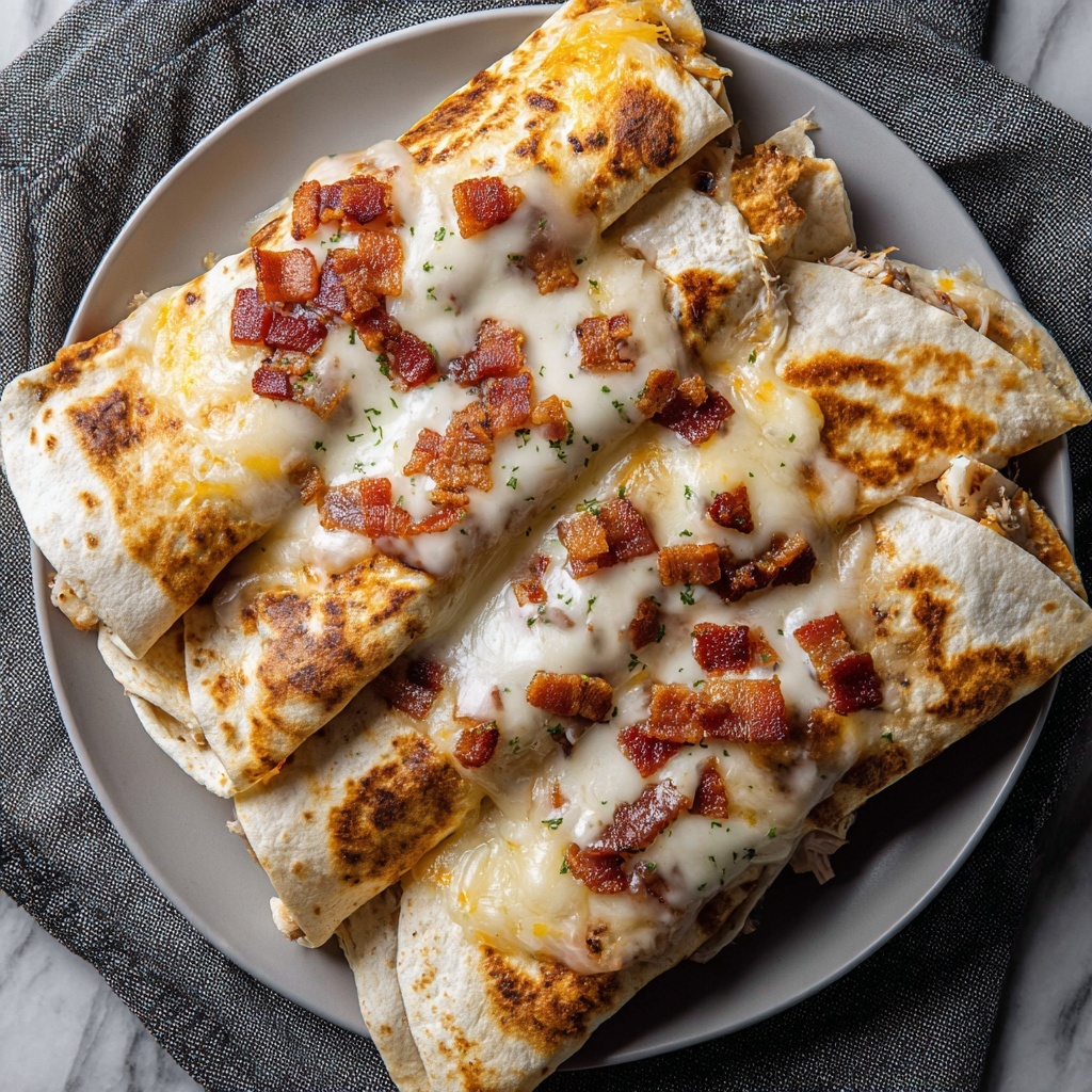 Chicken Bacon Ranch Pizza Wraps Recipe - Recipe Image