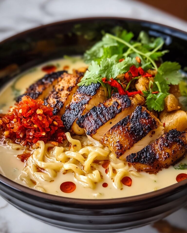 Fiery Chicken Ramen with Creamy Garlic Sauce Recipe