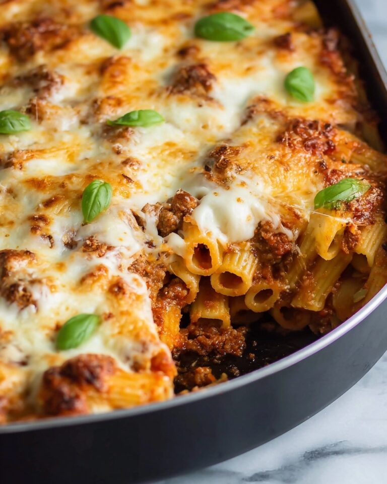 Baked Ziti with Ground Beef, Ricotta, and Mozzarella Recipe