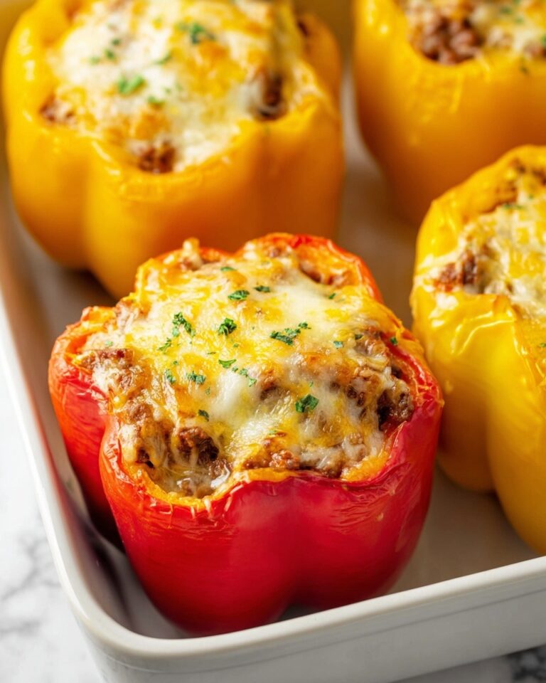 Ground Beef Stuffed Peppers with Cheddar Cheese Recipe