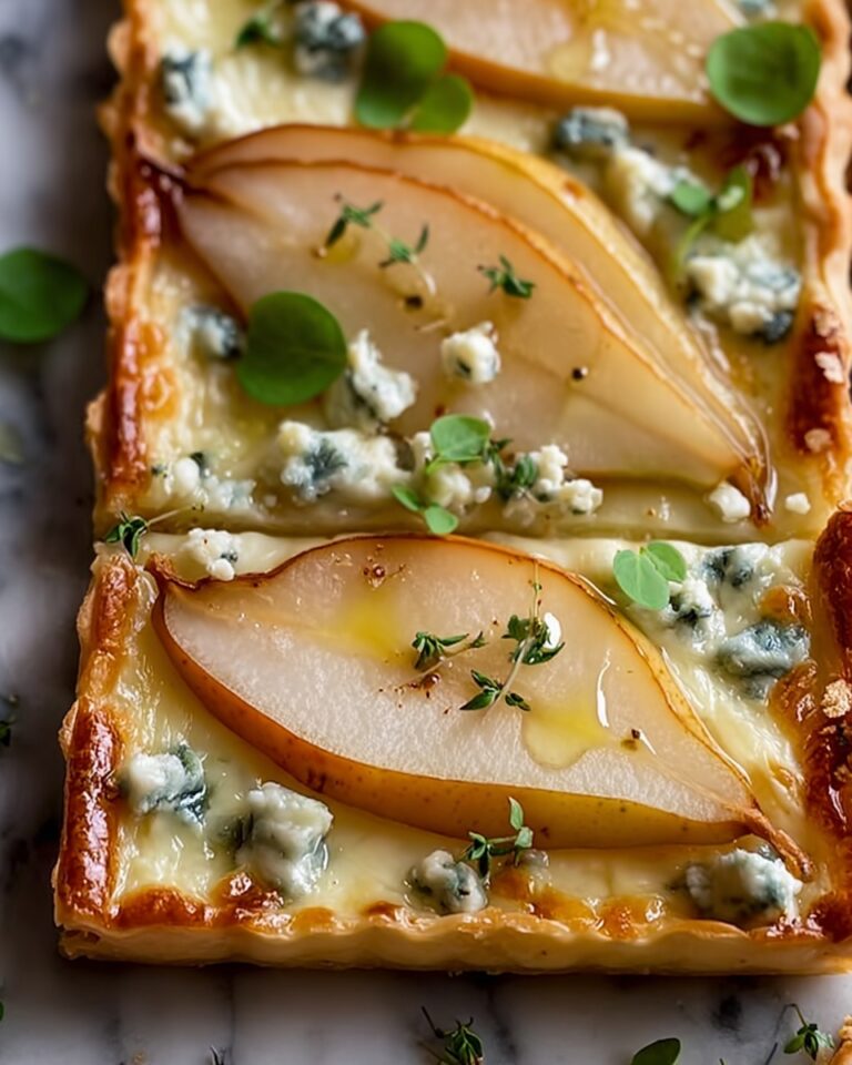 Pear and Gorgonzola Flatbread with Honey, Walnuts, and Arugula Recipe