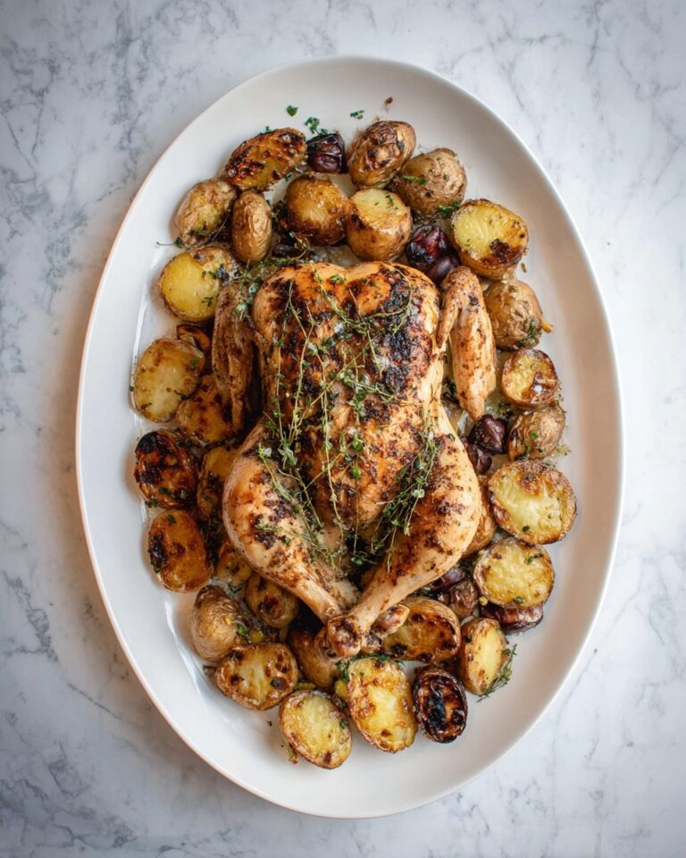 Easy Spatchcock Chicken with Roasted Potatoes and Herbs Recipe