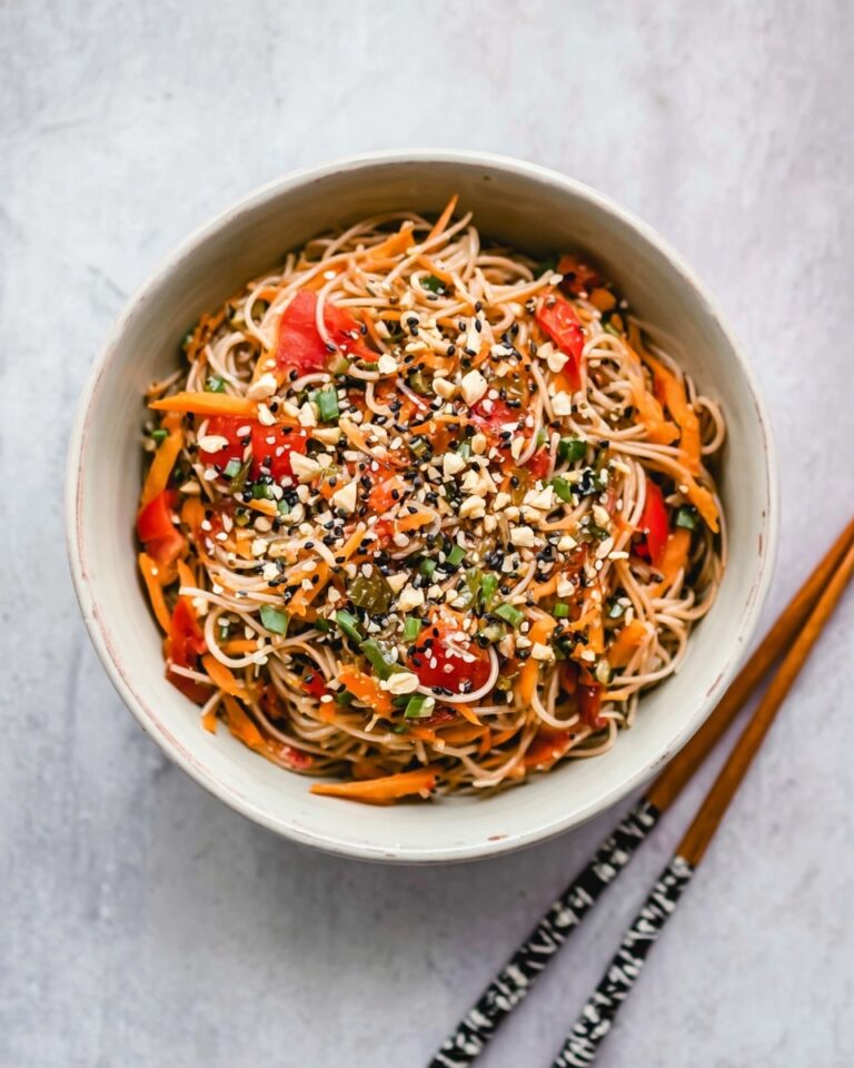 Cold Soba Noodle Salad with Spicy Peanut Dressing Recipe