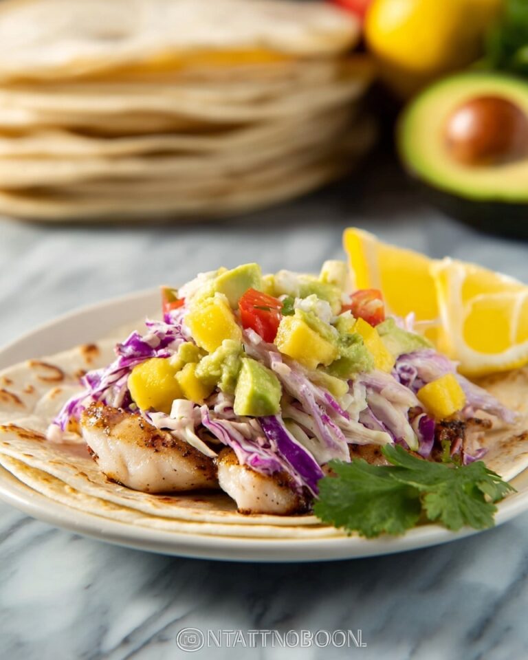 Shrimp Tacos with Coconut Coleslaw and Mango Salsa Recipe