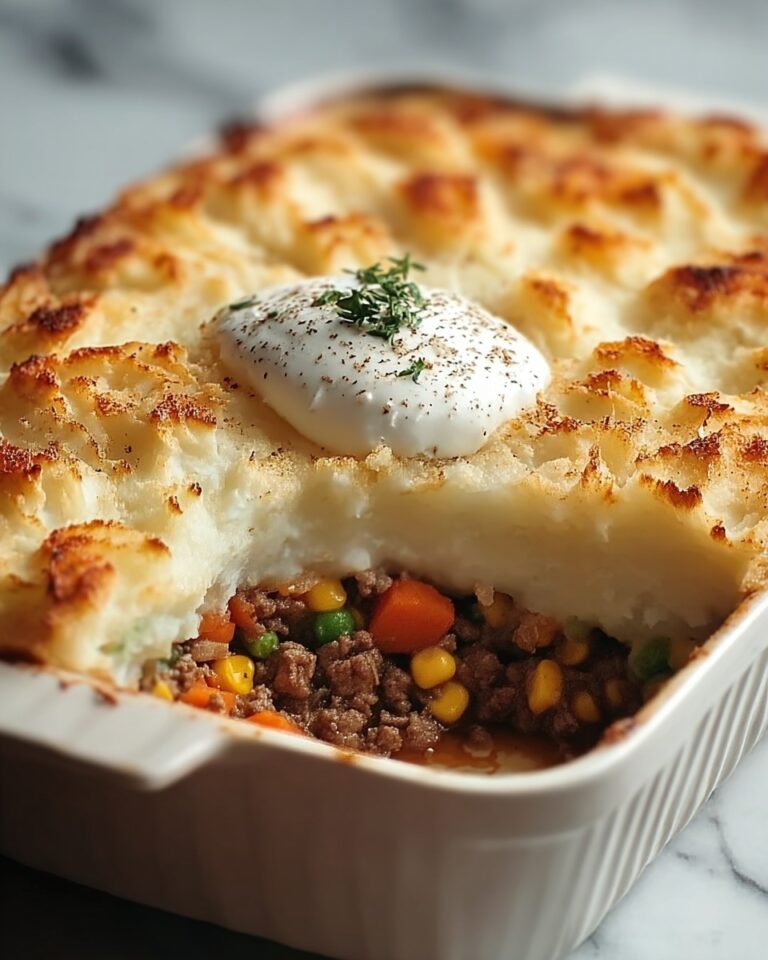 Breakfast Shepherd’s Pie with Sausage, Eggs, and Tater Tots Recipe