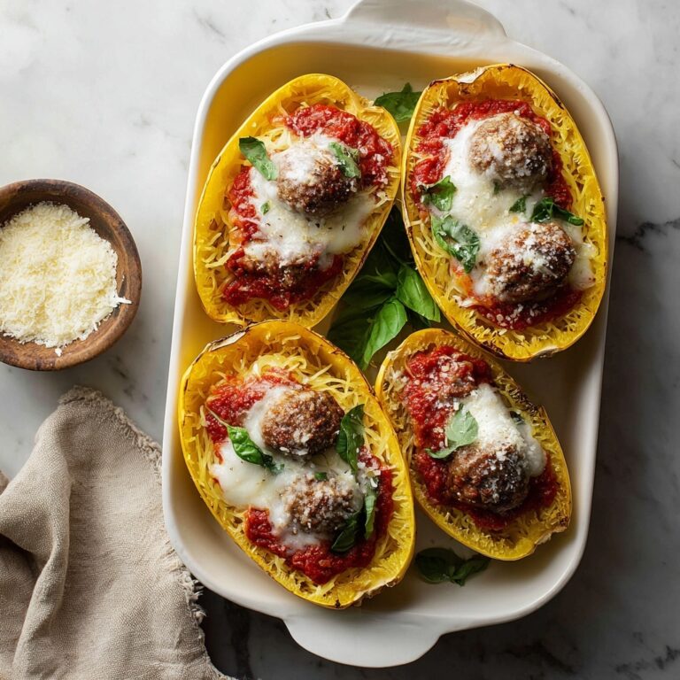 Spaghetti Squash Boats with Turkey Meatballs Recipe