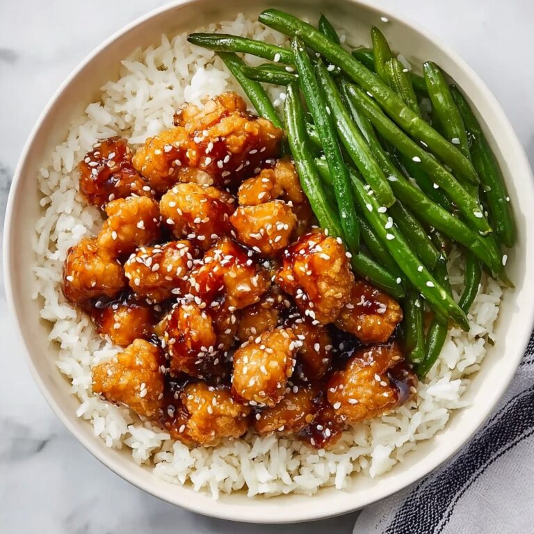 Sesame Chicken with Green Beans & Rice Recipe