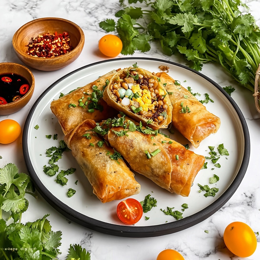 Crispy Oven Baked Chicken and Vegetable Egg Rolls Recipe - Recipe Image