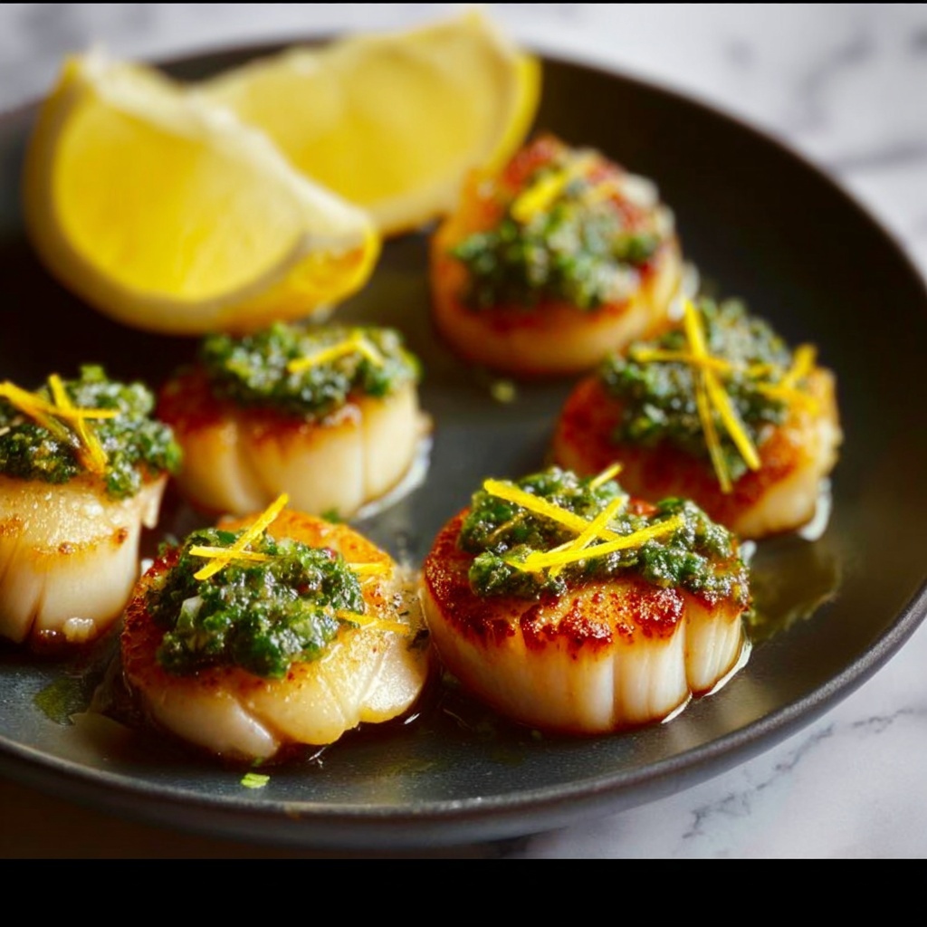 Pan Seared Scallops with Salsa Verde Recipe - Recipe Image