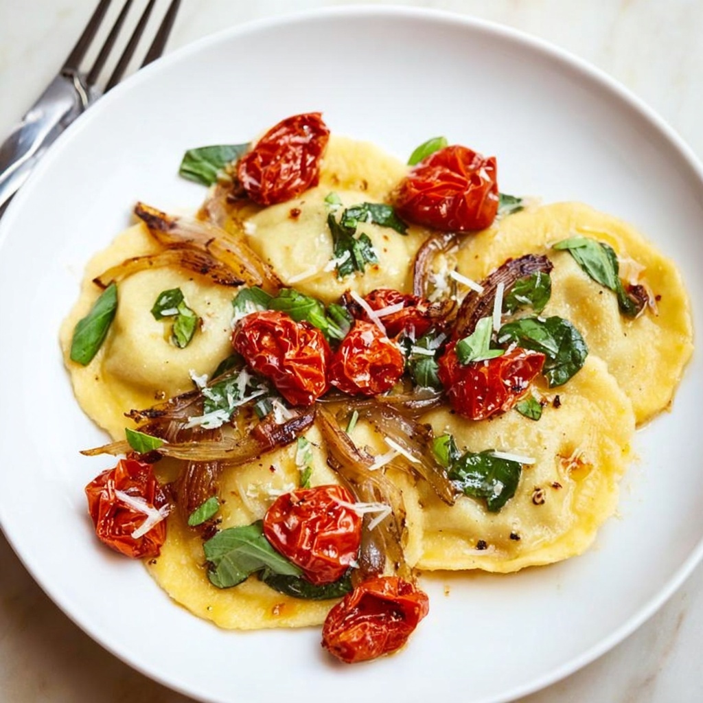 Ravioli with Cherry Tomatoes and Basil Recipe - Recipe Image