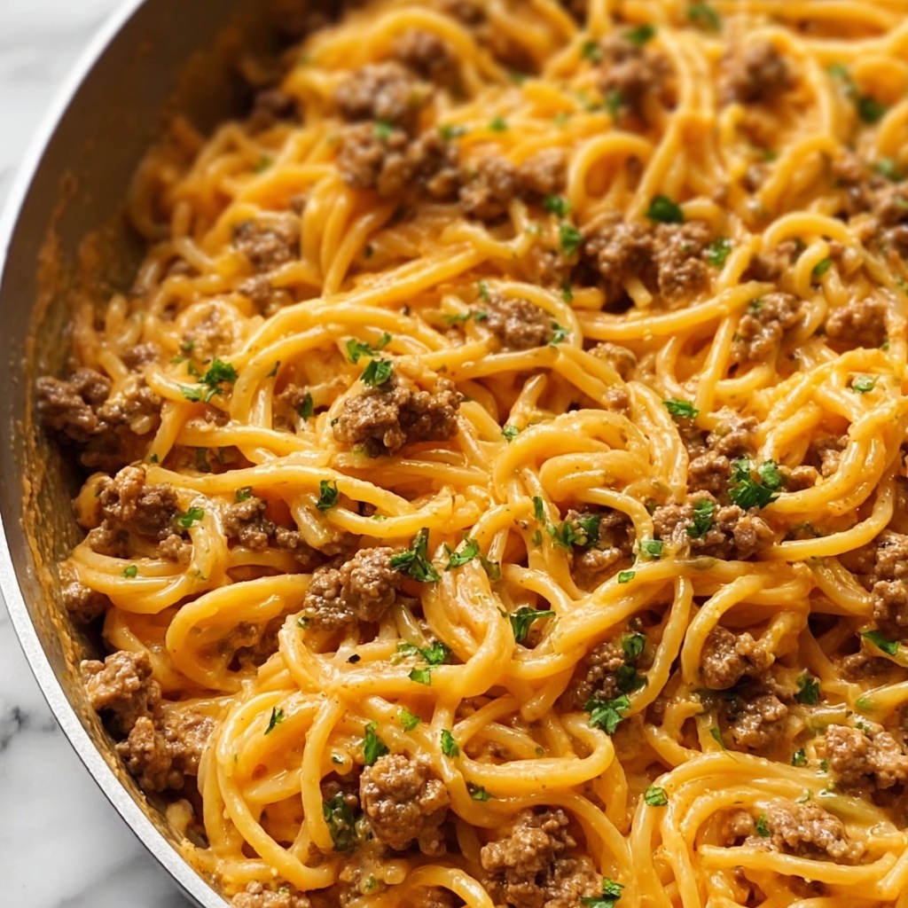 One-Pot Creamy Beef and Garlic Butter Pasta Recipe - Recipe Image