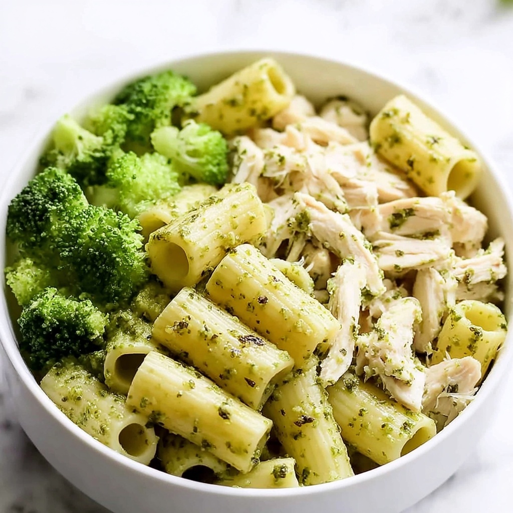 One Pan Creamy Pesto Chicken & Broccoli Pasta Recipe - Recipe Image