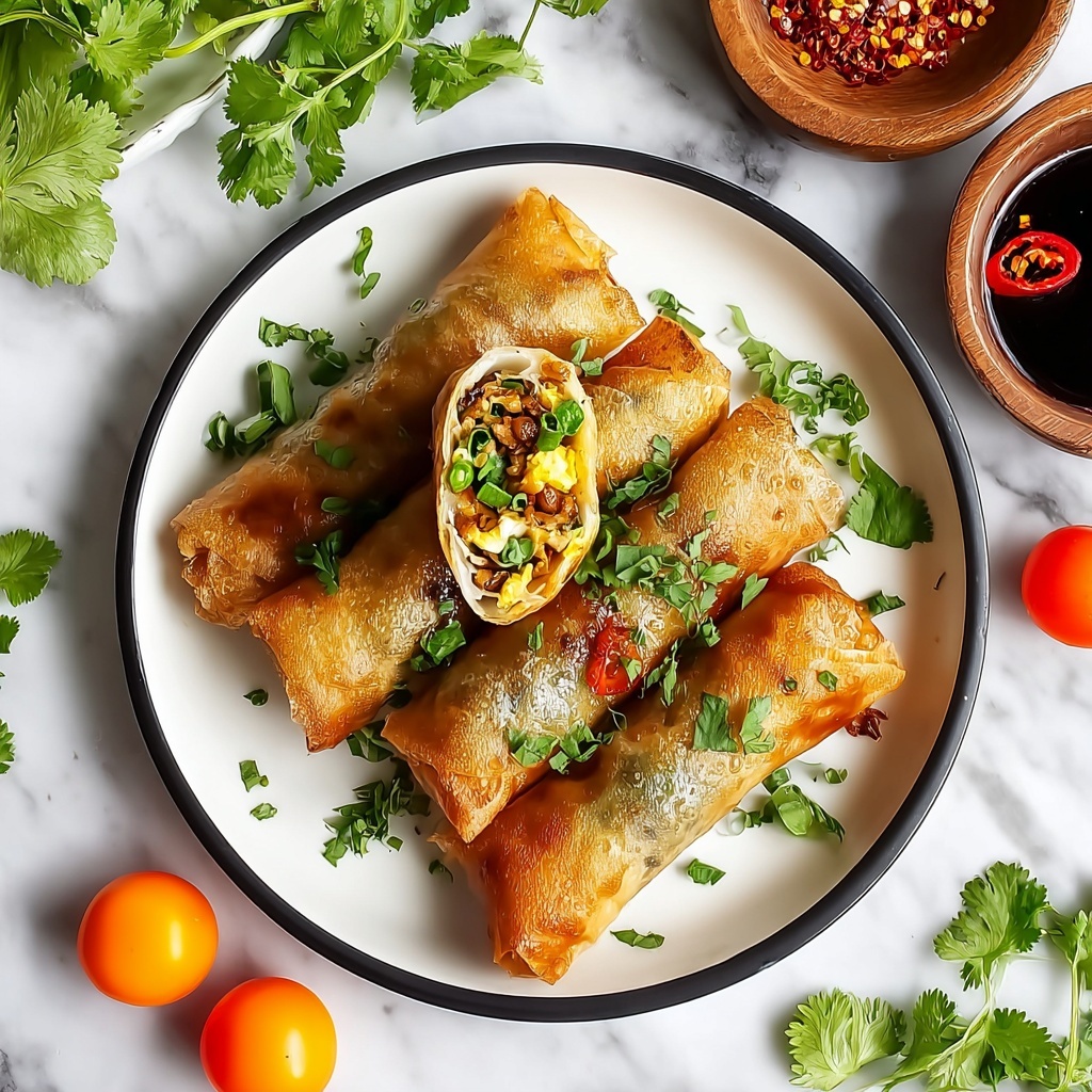 Crispy Oven Baked Chicken and Vegetable Egg Rolls Recipe - Recipe Image