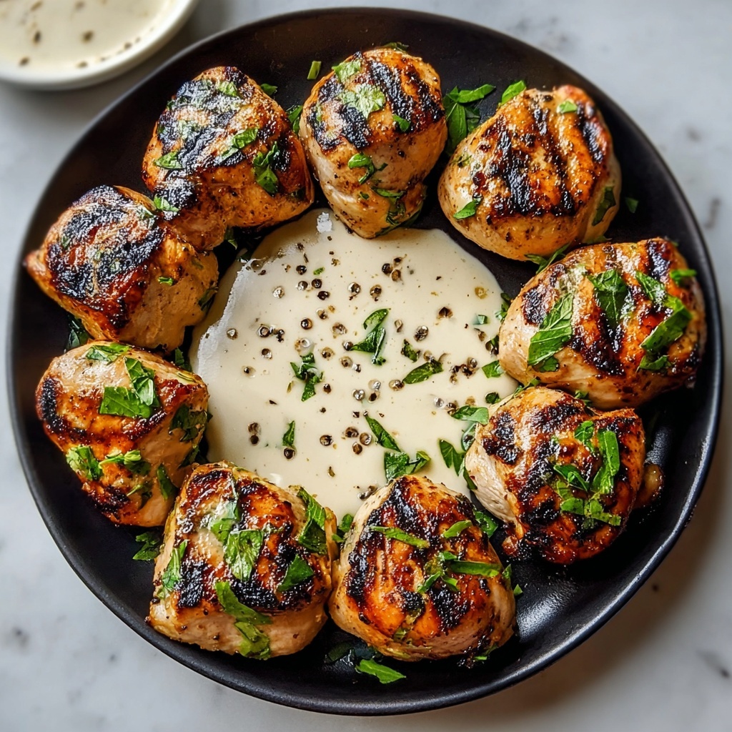 Grilled Chicken Bites with Creamy Garlic Sauce Recipe - Recipe Image