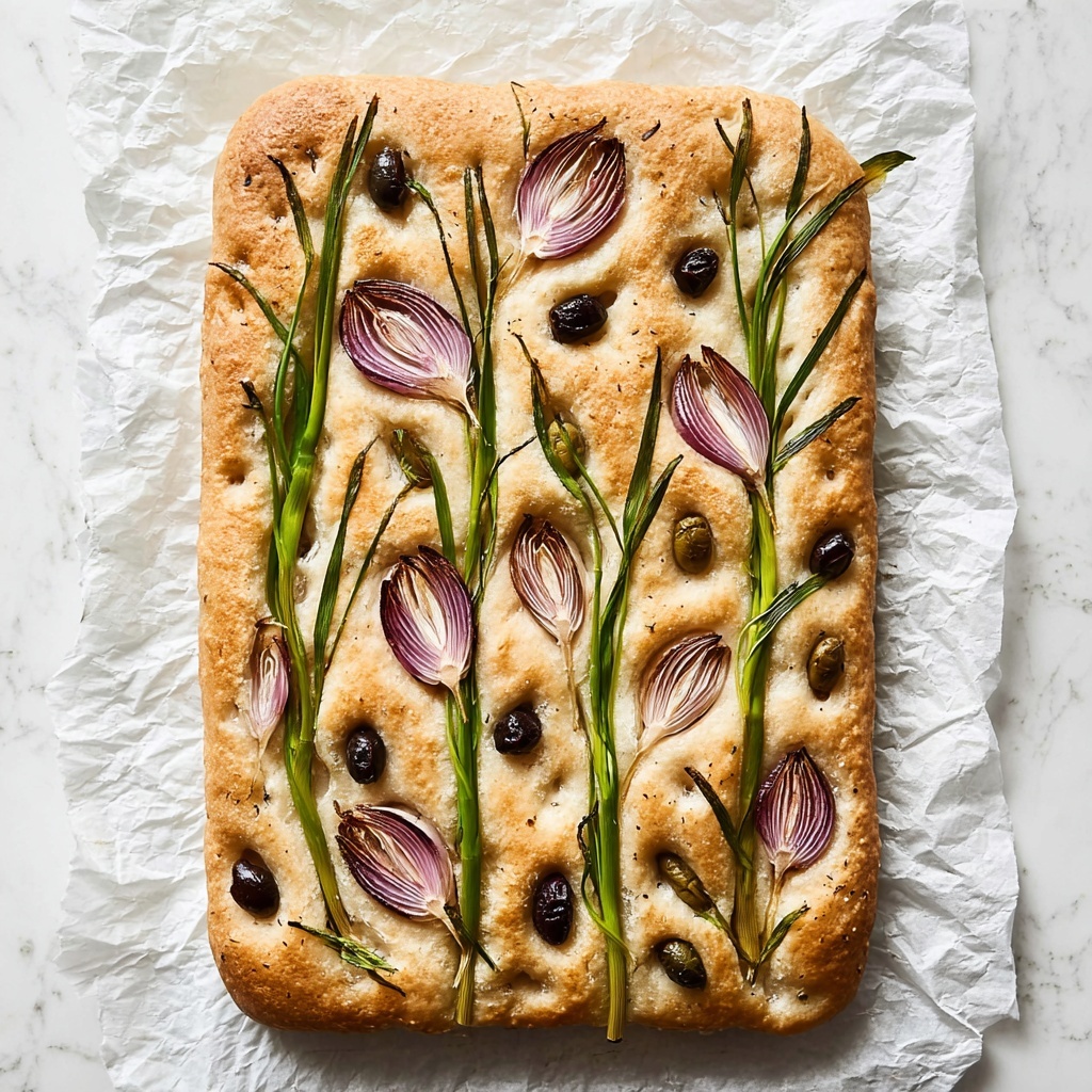 Decorated Focaccia Bread with Christmas Tree and Flower Designs Recipe - Recipe Image