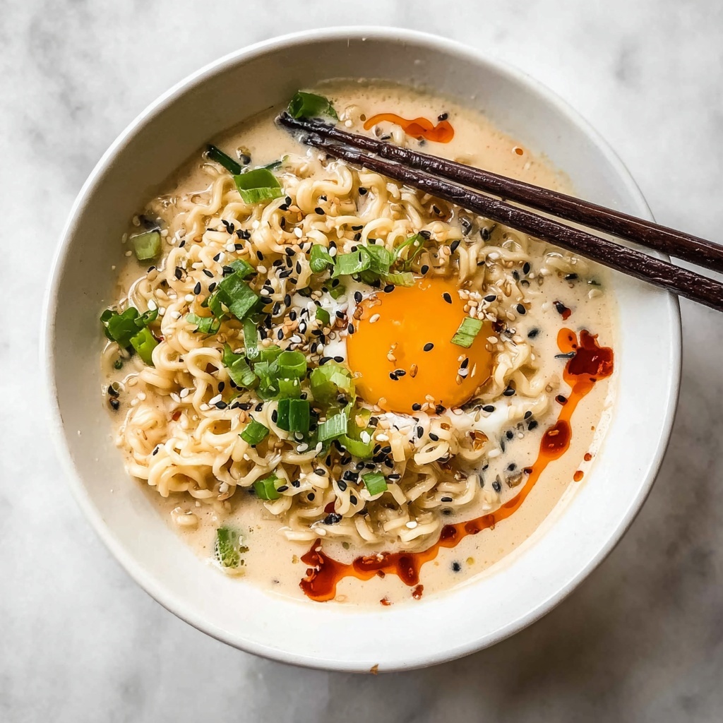 Creamy Milk Ramen with Poached Egg and Green Onions Recipe - Recipe Image