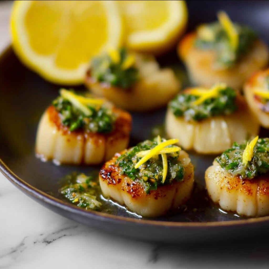 Pan Seared Scallops with Salsa Verde Recipe - Recipe Image