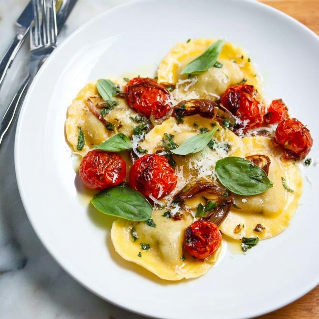 Ravioli with Cherry Tomatoes and Basil Recipe - Recipe Image