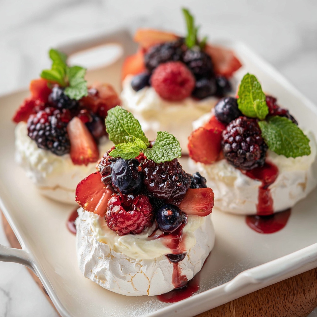 Mini Pavlova with Fresh Berries and Fruit Liqueur Recipe - Recipe Image