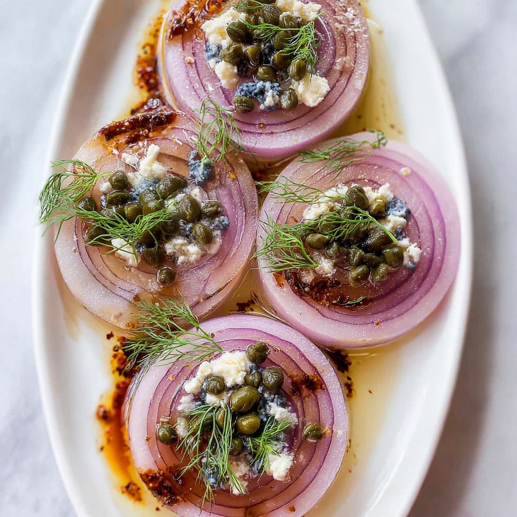 Savory Onion Snack with Blue Cheese, Capers, and Dill Recipe - Recipe Image